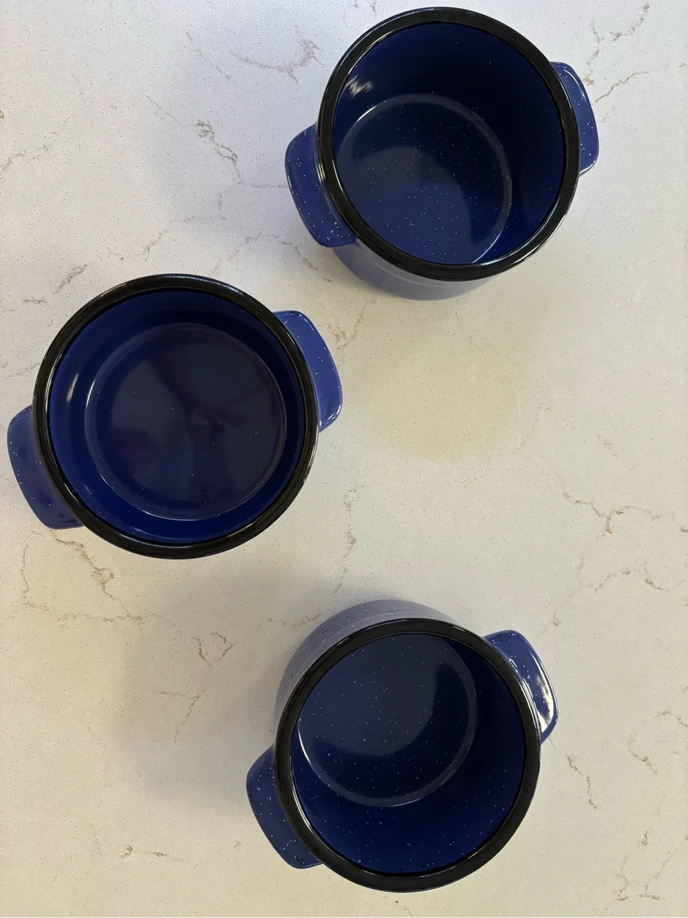 Von Pok & Chang Speckled Blue Stoneware Set of 3